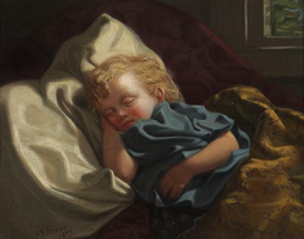 John George Brown Sleeping Angel Sweden oil painting art